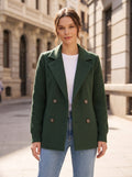 Blazer Carla verde cruzado con mangas de punto